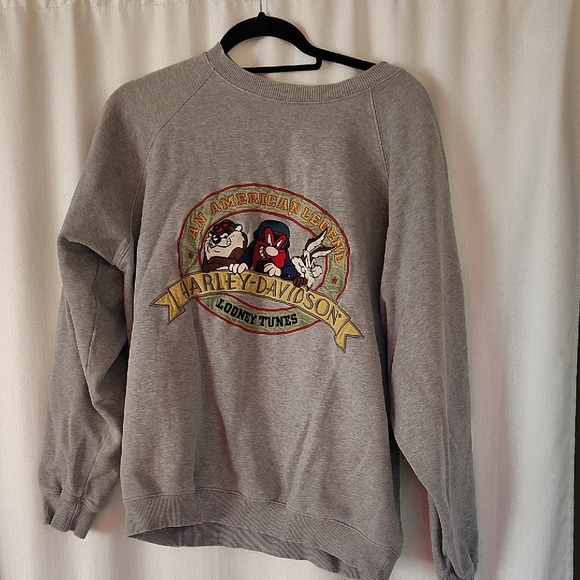 Harley-Davidson Other - Harley-Davidson Gray Crewneck Sweater Looney Tunes Vintage 90's